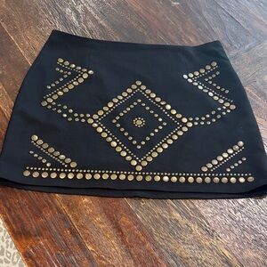 Edgy but Classy Black Mini Skirt with Gold Studs (all intact)